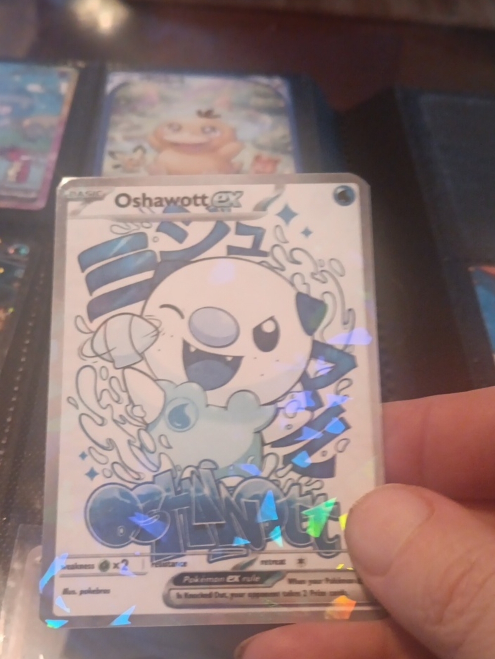Oshawott EX Holo Pokemon Card - Blue and White
